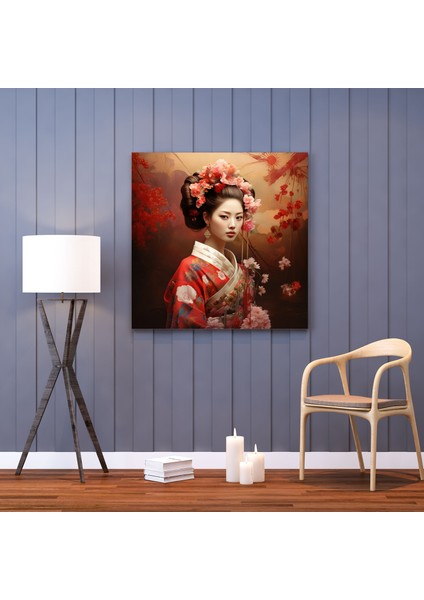 Asya Kanvas Tablo - Kimono Giyen Geyşa Duvar Sanatı - Asya Zarif Geyşa Kanvas Duvar Sanatı fiyatları