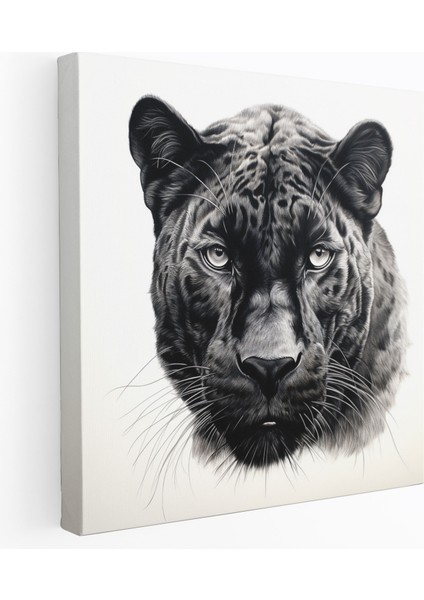 Kara Panter Kanvas Tablo - Güçlü Panterin Delici Bakışları - Duvar Sanatı Kanvas Duvar Sanatı Delici Bakışlar