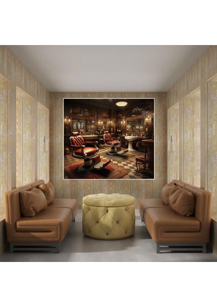 Berber Dükkanı Iç Mekan Kanvas Tablo - Berber Duvar Dekorasyonu Kanvas Duvar Sanatı fiyatları