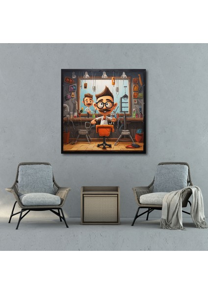 Eğlenceli Berber Karikatürü Kanvas Tablo - Berber Duvar Sanatı Ev Dekorasyonu fiyatları