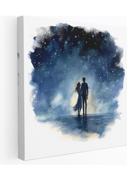 Bohem Yıldızlı Aşk Kanvas Tablo - Bohem Tarzı Ev Dekorasyonu Duvar Dekorasyonu Romantik
