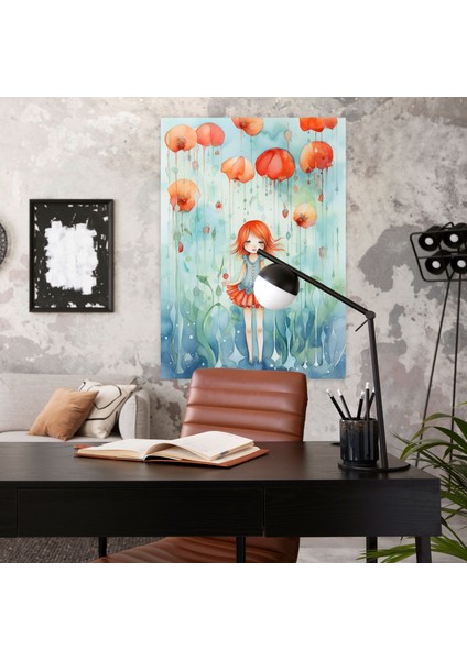 Sevinç Dolu Yağmur Çiçekleri Suluboya Kanvas Tablo - Kanayan Çiçekler Duvar Dekorasyonu Ev Dekorasyonu Mutluluk fiyatları