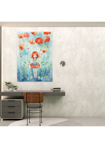 Sevinç Dolu Yağmur Çiçekleri Suluboya Kanvas Tablo - Kanayan Çiçekler Duvar Dekorasyonu Ev Dekorasyonu Mutluluk modelleri