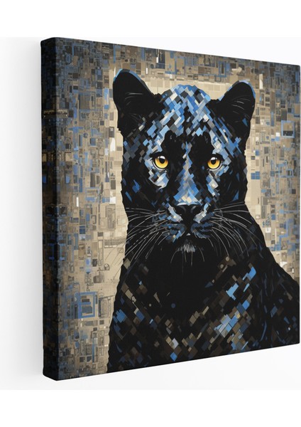 Kara Panter Kanvas Tablo - Dijital Mozaik Duvar Dekorasyonu