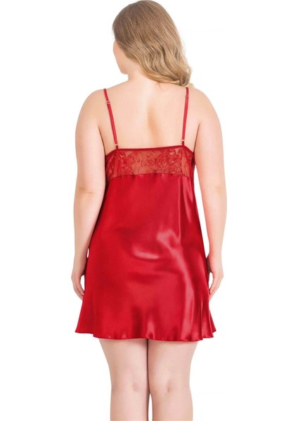 Arias Closet Büyük Beden Kırmızı Kısa Saten Gecelik fiyatları