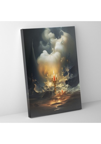 Kanvas Tablo - Sürrealist Rüya Manzaralı Duvar Sanatı - Mum Merak ve Gizem Gerçeklik ve Hayal Gücü Soyut Rüya Manzarası
