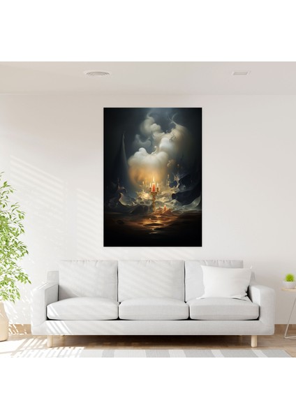 Kanvas Tablo - Sürrealist Rüya Manzaralı Duvar Sanatı - Mum Merak ve Gizem Gerçeklik ve Hayal Gücü Soyut Rüya Manzarası modelleri