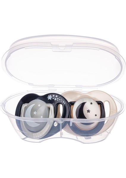 Edolika Mamajoo Sterilizasyon & Saklama Kutulu Black & Pearl Desenli Ikili Ortodontik Emzik Gece & Gündüz / 0 Ay+ fırsatları