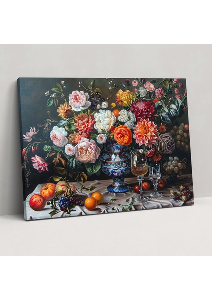 Barok Tarzı Çiçek Tablo Kanvas Baskı - Barok Kanvas Tablo Duvar Sanatı Ev Dekorasyonu