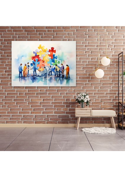 Blockchain Bulmaca Kanvas Tablo - Blockchain Bulmaca Parçaları Suluboya Resim Işbirliği fiyatları