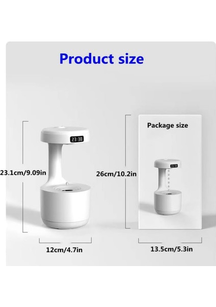 Anti Yerçekimi Nemlendirici Su Damlası Geri Akışı Sessiz Masa Üstü Dekorasyonu Yoğun Sis indirimleri