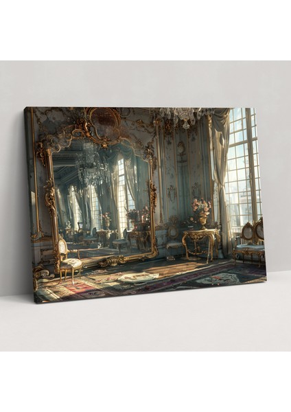 Barok Tarzı Resimli Süs Aynalı Duvar Sanatı - Barok Kanvas Duvar Sanatı Duvar Dekorasyonu Ev Dekorasyonu