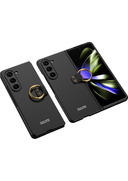Galaxy Z Fold 5 Kılıf Lüks Kıpta Yüzüklü Flip Sert Kapak