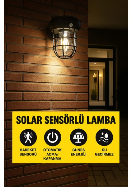 Solar Sensörlü Su Geçirmez Lamba 1200LM 3 Modlu Hareket Algılayıcı