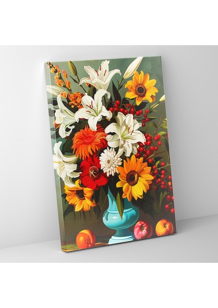 Çiçek Desenli Pop Sanat Kanvas Tablo - Klasizm ve Pop Sanat Ev Dekorasyonu Çiçek Desen Pop Sanat
