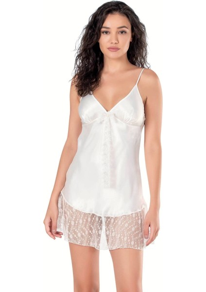 Arias Closet Ekru Kısa Saten Gecelik