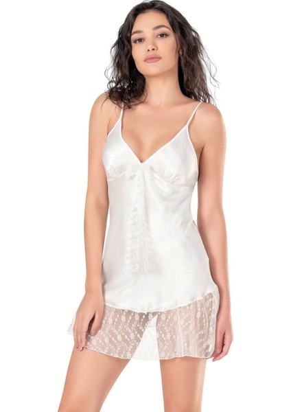 Arias Closet Ekru Kısa Saten Gecelik modelleri