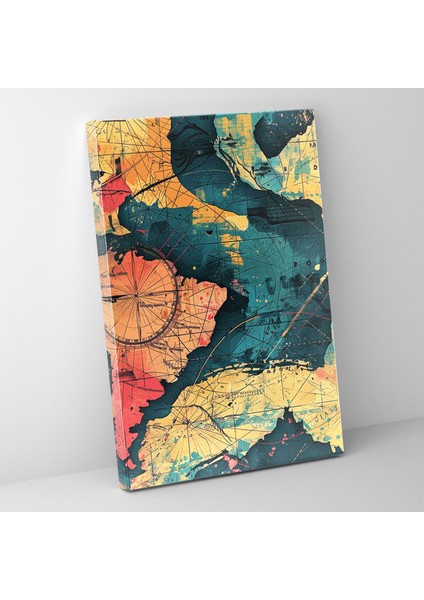 Klasik Pop Art Harita Kanvas Tablo - Klasik ve Pop Sanat Duvar Sanatı Kanvas Baskı