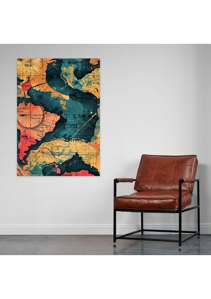 Klasik Pop Art Harita Kanvas Tablo - Klasik ve Pop Sanat Duvar Sanatı Kanvas Baskı modelleri