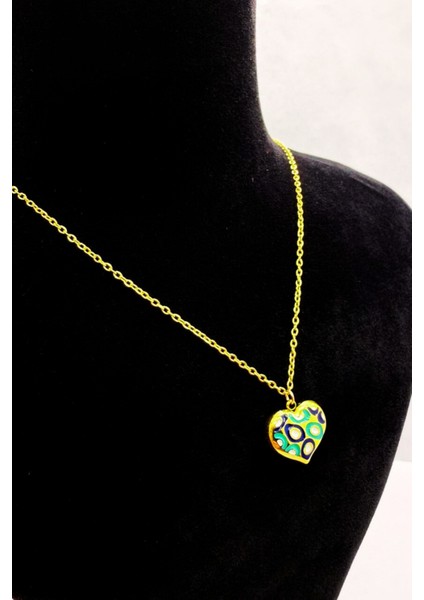Renkli Desenli Kalp Kolye fiyatları