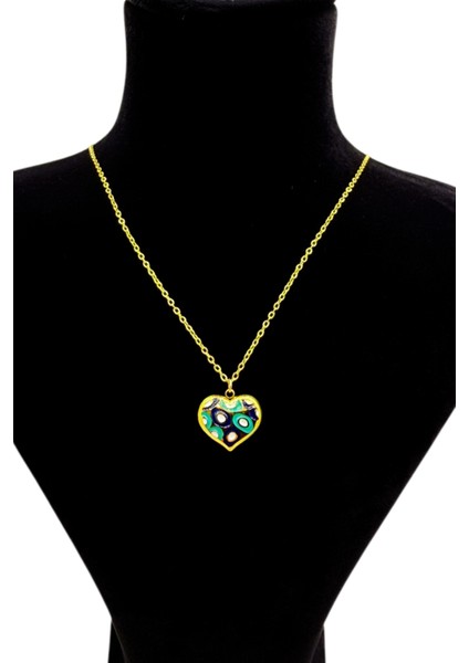 Renkli Desenli Kalp Kolye modelleri