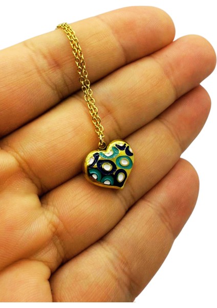 Renkli Desenli Kalp Kolye fırsatları