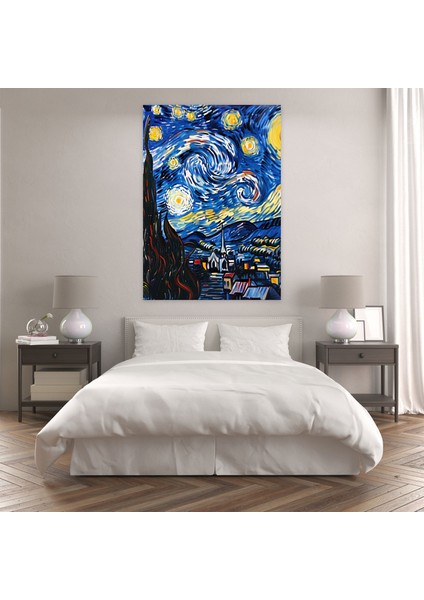 Yıldızlı Gece Yeniden Tasarım Duvar Dekorasyonu - Klasik ve Popart Ev Dekorasyonu Kanvas Tablo Sanatı Yıldızlı Gece Yeniden Tasarım modelleri