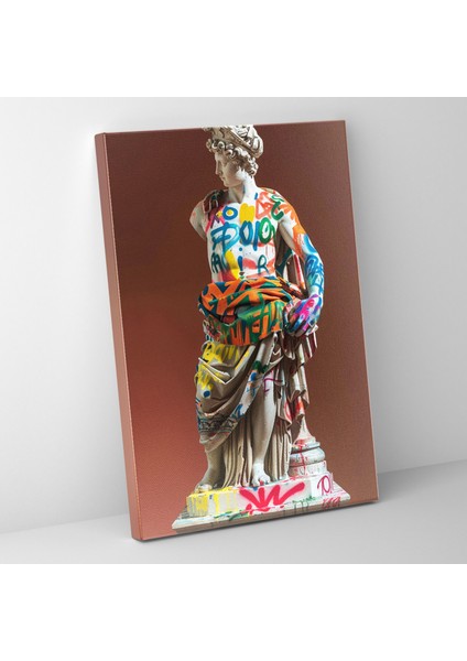 Graffiti Neoklasik Heykel Duvar Sanatı - Klasizm ve Popart Neoklasik Heykel Grafiti Yazı Stili Kanvas Tablo