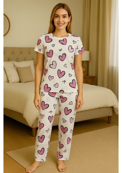 Kadın Milan Kumaş Kısa Kollu Pijama Takımı