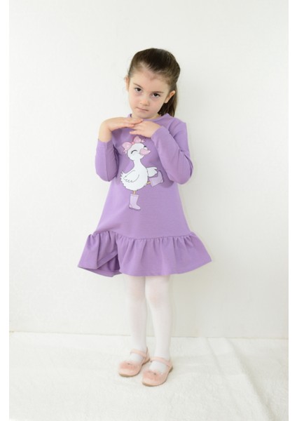Kız Çocuk Elbise Ördek Baskılı Uzun Kollu fırsatları