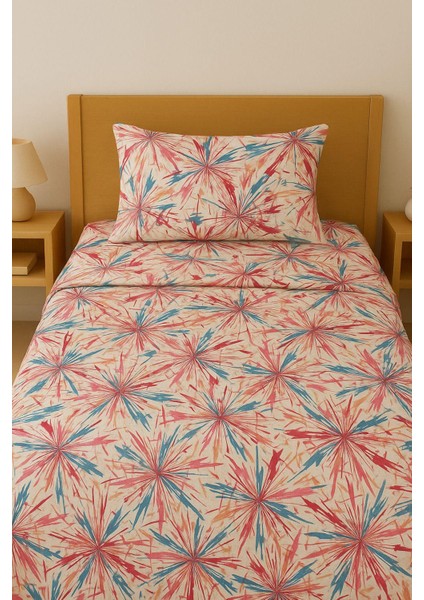 %100PAMUK Kapıtone Pike Seti Tek Kişilik Çok Amaçlı Örtü Elyaf Dolgulu Havai Desen