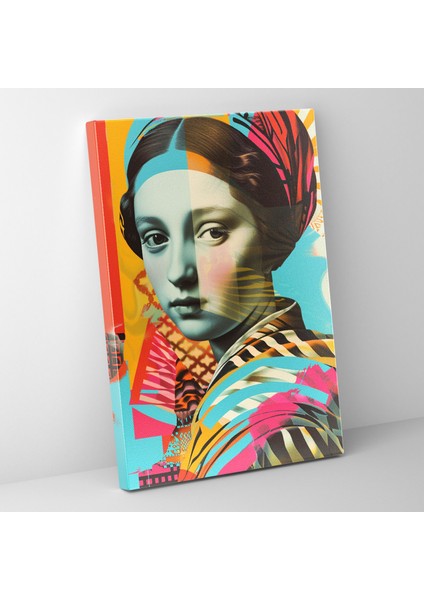 Geometrik Rönesans Portre Duvar Sanatı - Klasik ve Popart Ev Dekorasyonu Kanvas Tablo Klasikizm ile Pop Art