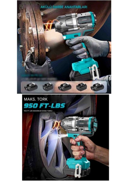 Akülü Darbeli Anahtar 1200NM, Darbeli Sürücü, Darbeli Anahtar, 4 Hız ve LED Işık, Lastikler, Otomotiv Montajı Için, Pil Veya Şarj Cihazı Olmadan - 1200N Somun Sıkma Sökme indirimleri