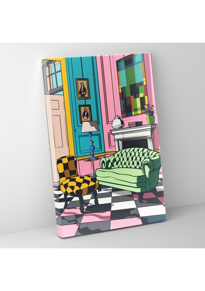 Pop Art Müzesi Kanvas Tablo - Klasizm ve Popart Duvar Sanatı Müze Sahnesi Ev Dekorasyonu