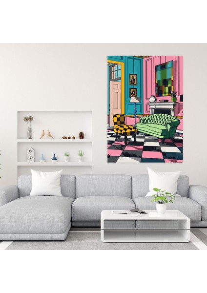 Pop Art Müzesi Kanvas Tablo - Klasizm ve Popart Duvar Sanatı Müze Sahnesi Ev Dekorasyonu fiyatları