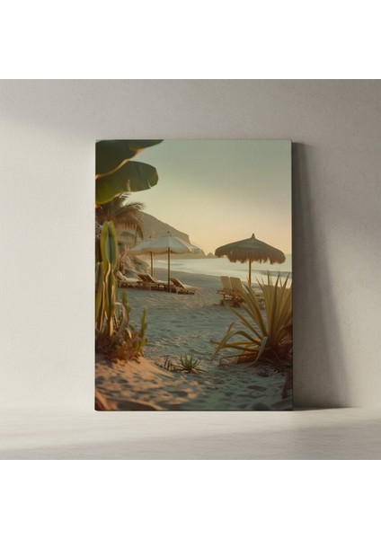 Sahil Günbatımı Plaj Manzarası Tablosu fiyatları