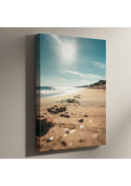 Plaj Kum Güneş Manzarası Tablosu