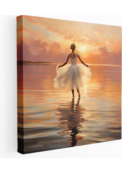 Huzurlu Gün Batımı Balerin Kanvas Tablo - Balerin Yağlı Boya Duvar Sanatı