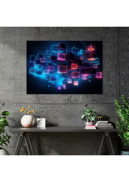 Gelecek Odaklı Blockchain Kanvas Tablo - Ev Dekorasyonu Duvar Dekorasyonu fiyatları