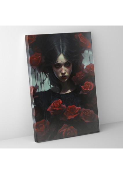 Kanayan Çiçekler Kanvas Tablo - Kanayan Çiçekler Ürkütücü Siyah Güller