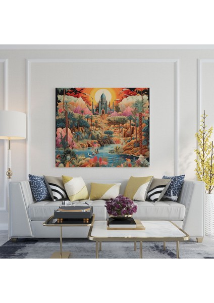Bohem Çöl Vahası Kanvas Tablo - Bohem Tarzı Ev Dekorasyonu Canlı Pazarlar Duvar Sanatı modelleri
