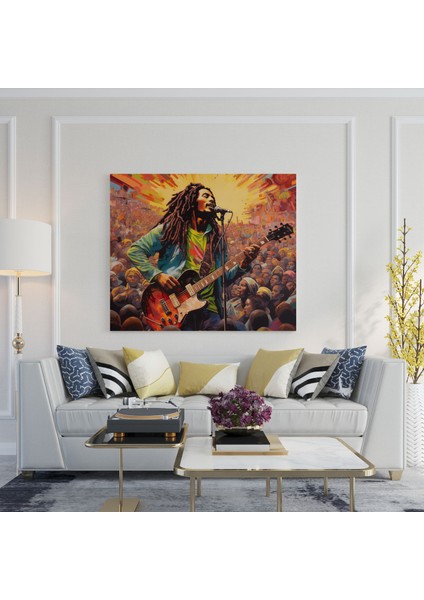 Bob Marley Duvar Dekorasyonu - Psikedelik Konser Kanvas Tablo - Bob Marley Kutlama Duvar Sanatı Duvar Dekorasyonu modelleri