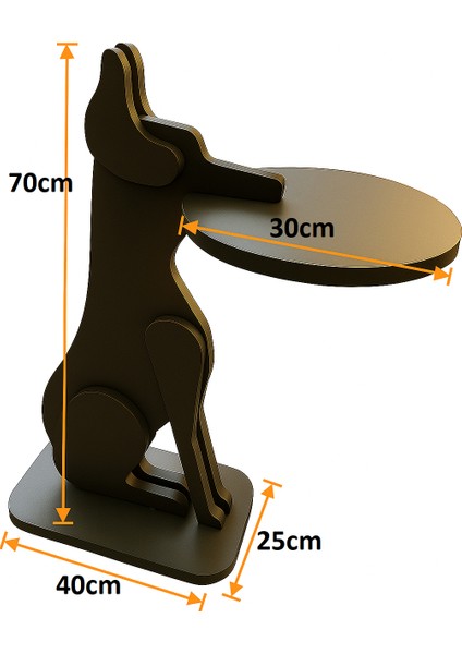 Tepsi Tutan Köpek Tasarımlı Ahşap Desenli Yan Sehpa & Fiskos & Zigon indirimleri