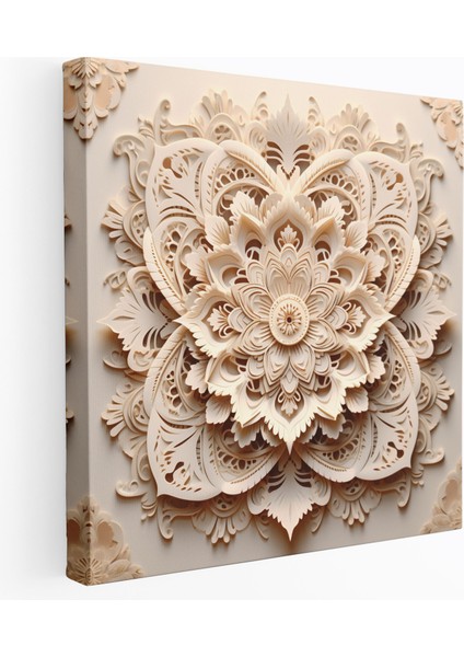 Bej Mandala Kanvas Tablo - Ev Dekorasyonu