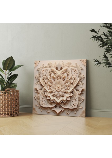 Bej Mandala Kanvas Tablo - Ev Dekorasyonu fiyatları