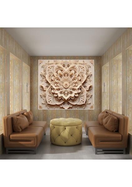 Bej Mandala Kanvas Tablo - Ev Dekorasyonu modelleri