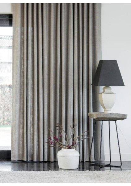 Bej - Düz Fon Perde - Pilesiz Düz Dikim - RT600