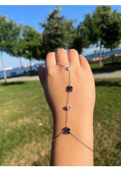 Çelik Yonca Detaylı Gümüş Şahmeran