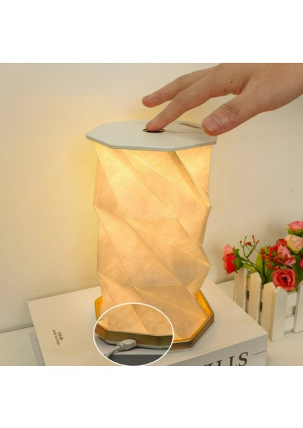 Dönen Kitap Işığı Abs Ahşap ve Kağıt Lamba Taşınabilir USB Şarj Edilebilir