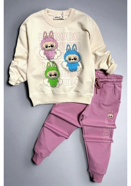Labubu Desenli Kız Çocuk Pembe Renk Eşofman Takım 2 Li Set fiyatları